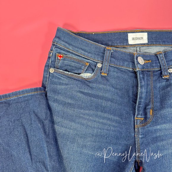 Hudson Natalie Super Skinny Jeans Blue Mid Rise Distressed - Picture 6 of 14